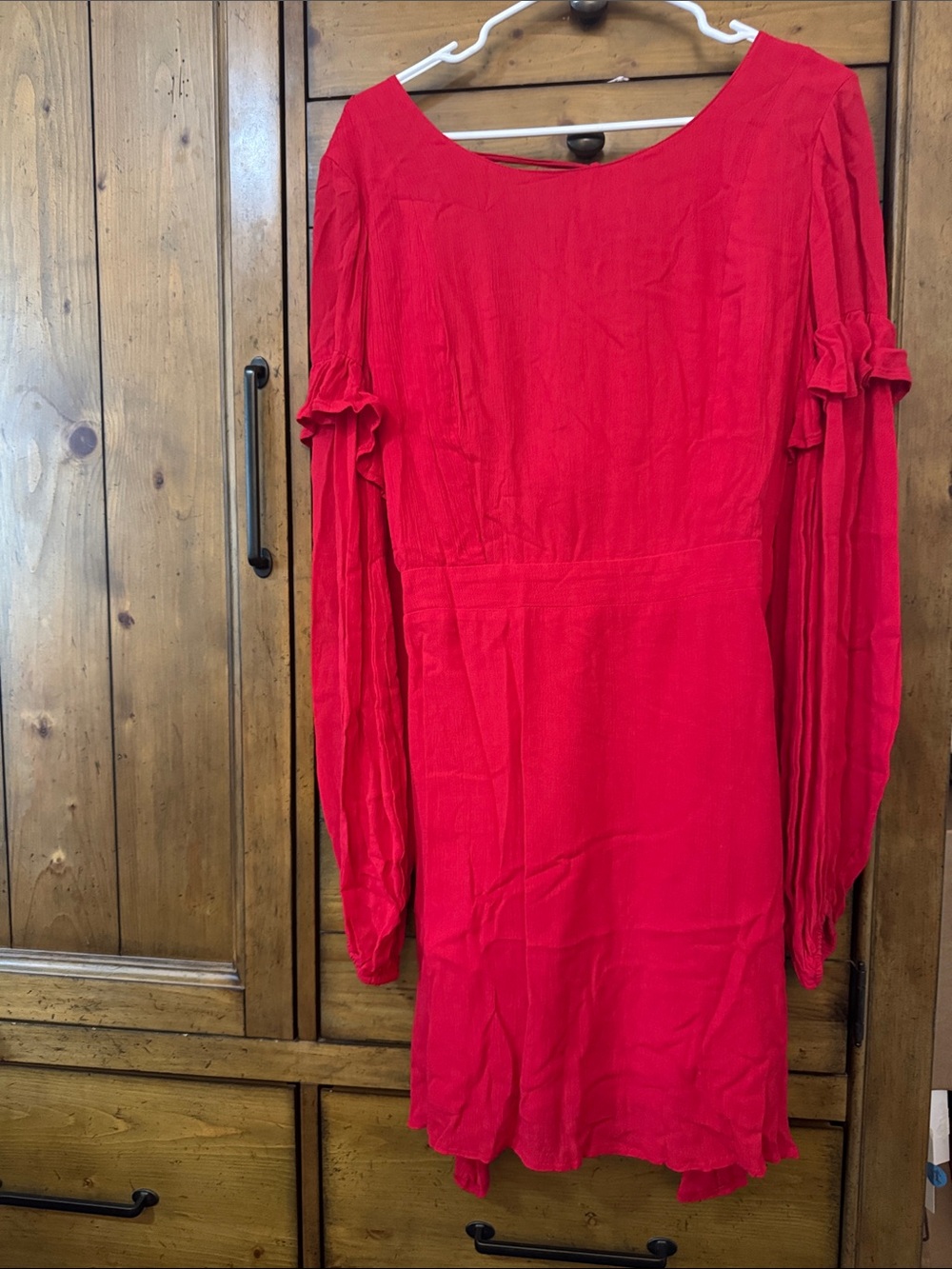 Sundance Bright Red Long Sleeve Scoop-Neck Dress